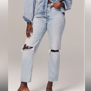 Abercrombie & Fitch Light Wash High Rise Distressed Jeans